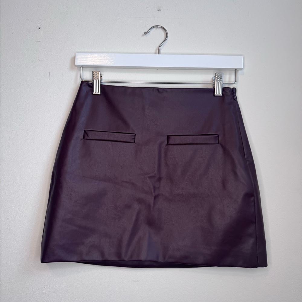 A New Day Faux Leather Burgundy Mini Skirt